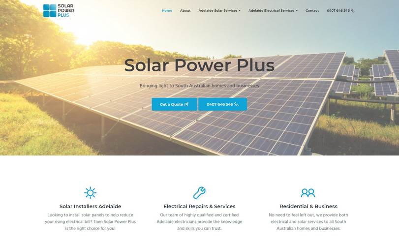 image of solar power plus website